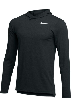 NIKE HYPER DRY LONG SLEEVE HOODED BREATHE TOP AO7579 BLACK HEATHER