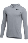 NIKE HYPER DRY LONG SLEEVE HOODED BREATHE TOP AO7579 WOLF GREY HEATHER